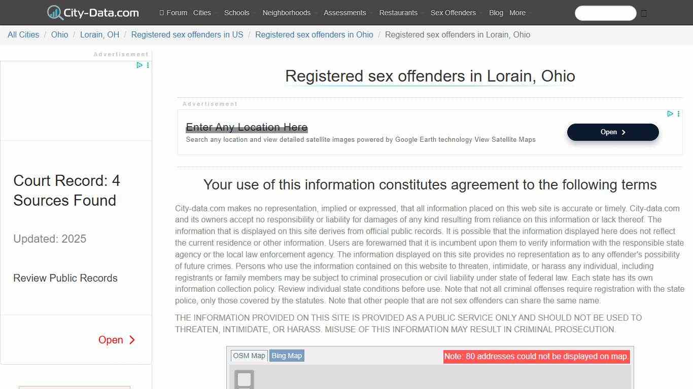 Registered sex offenders in Lorain, Ohio - crimes listed, registry-based, living in this city