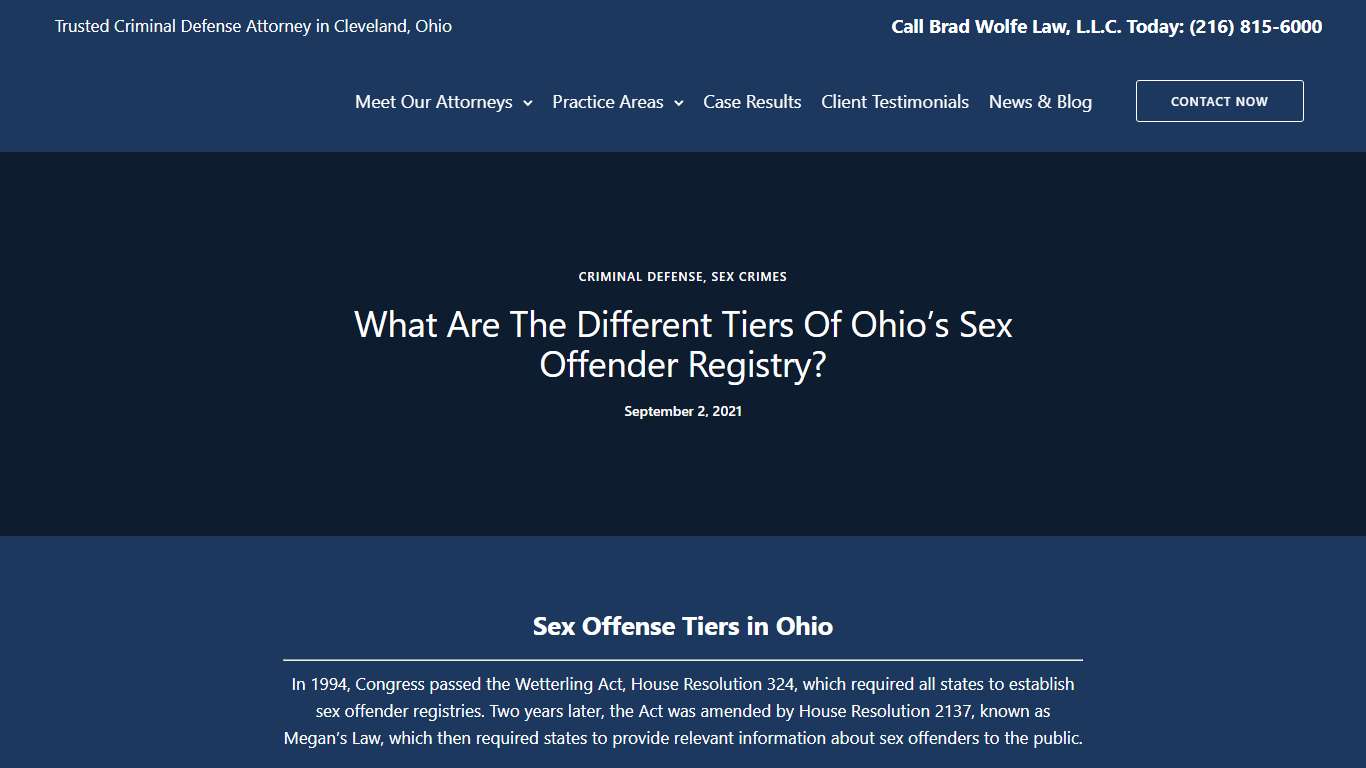What are the Different Tiers of Ohio’s Sex Offender Registry? - Brad Wolfe Law, L.L.C.